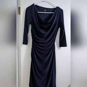 Navy Cowl Neck Dress